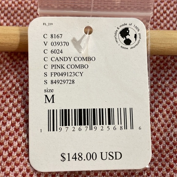 Free People Snow Bunny Crop Sweater Pajama Lounge Set Candy Combo Pink NWT - Picture 11 of 11